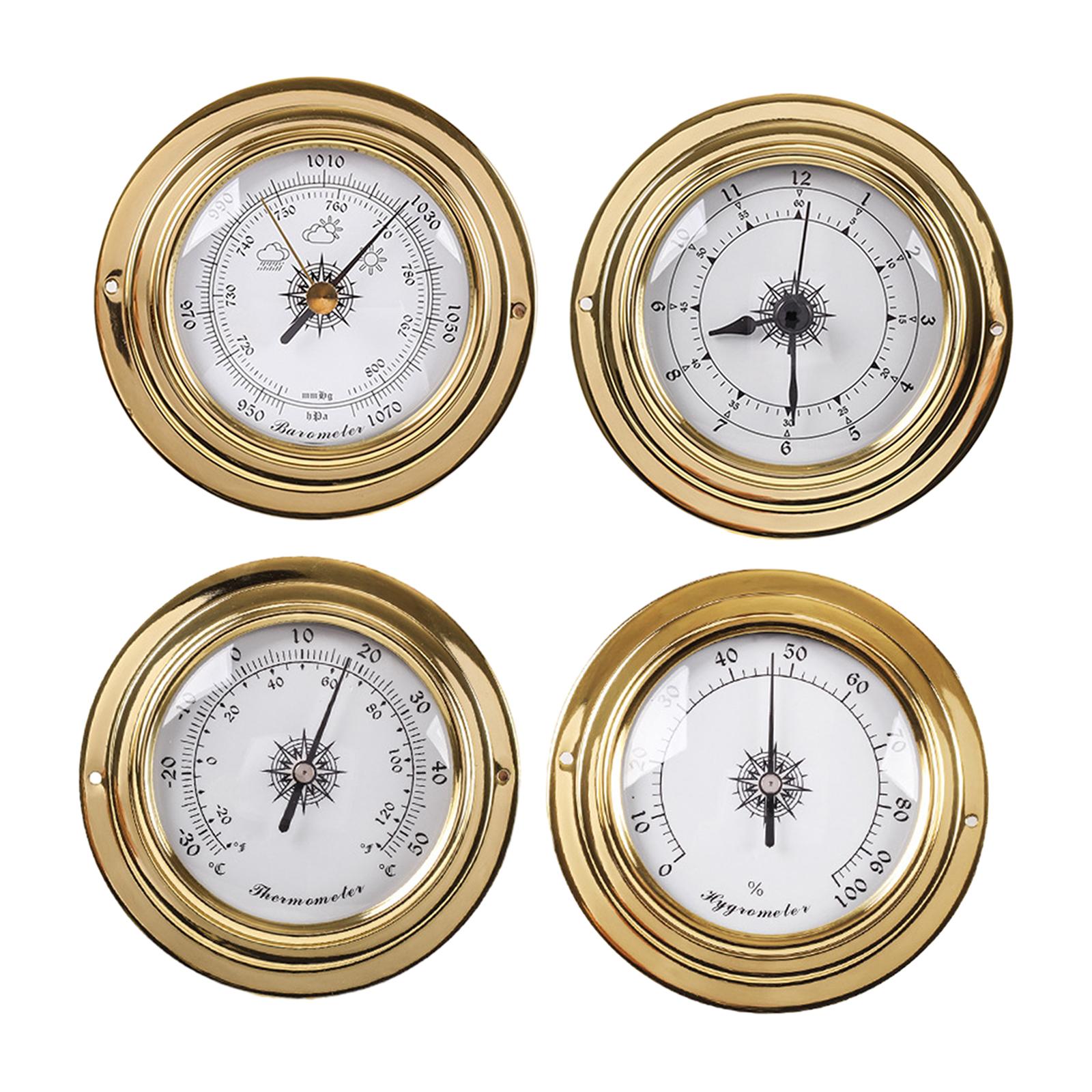 4 Pieces Barometers Clock Meter Thermometer