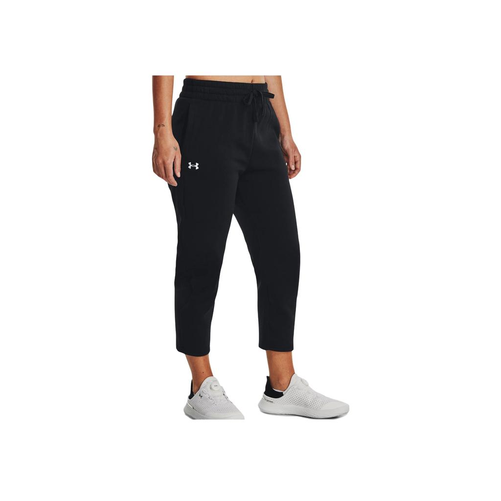 Under Armour Solid Logo Print Lace-Up Loose Knit Sports Pants Women Bottoms Black 1379444-001