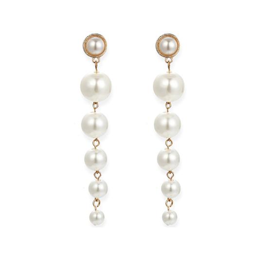 Fashion Women Long Faux Pearl Dangle Stud Earrings Statement Party Jewelry Gift белый