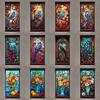 European Style Colorful Stained Glass Film Modern Art Geometry Pattern Privacy Window Stickers Static Cling Home Decor