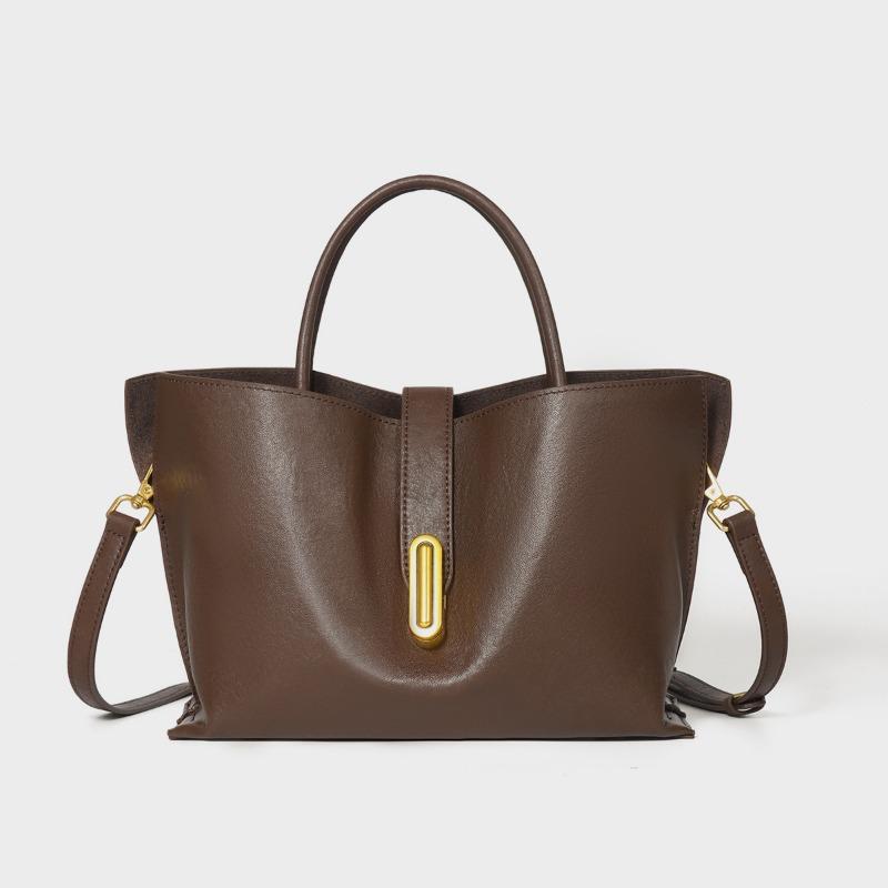 

Minimalist leather big bag new bag large capacity first layer cowhide underarm tote bag shoulder bag кавовий