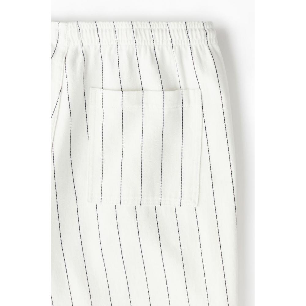 Брюки свободного кроя из твила HM белого цвета в тонкую полоску L — фото 2