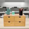 4 Drawers Mini Bamboo Desk Drawer Tabletop Storage Organization Box for Office Home Toiletries Supplies
