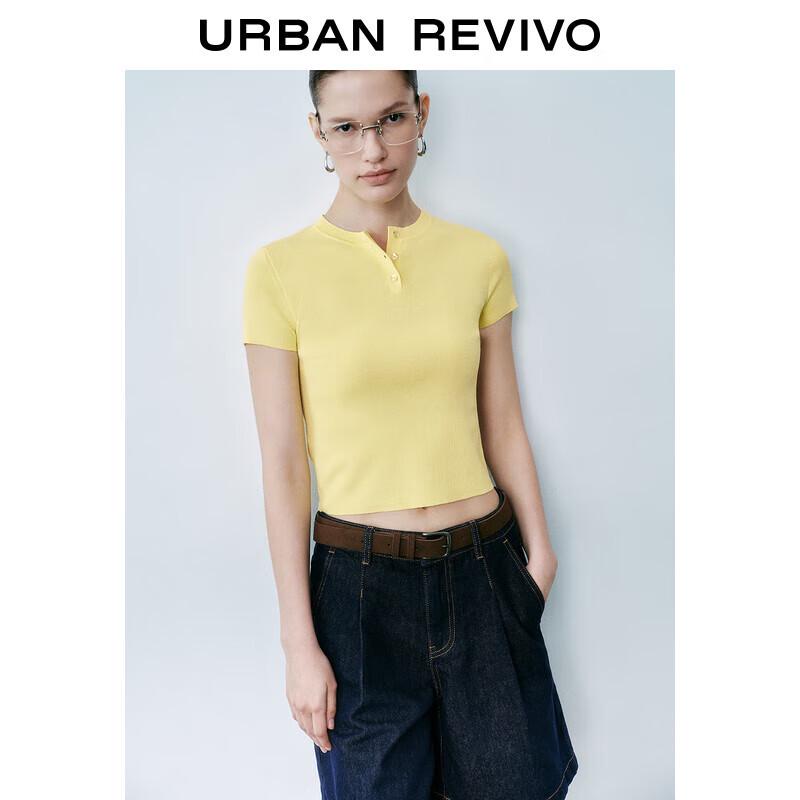 

UR Women s Light Yellow Short Sleeve Knit Top S