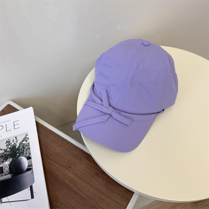 Ins niche sweet bow baseball cap children wide brim sunshade light breathable face small cap
