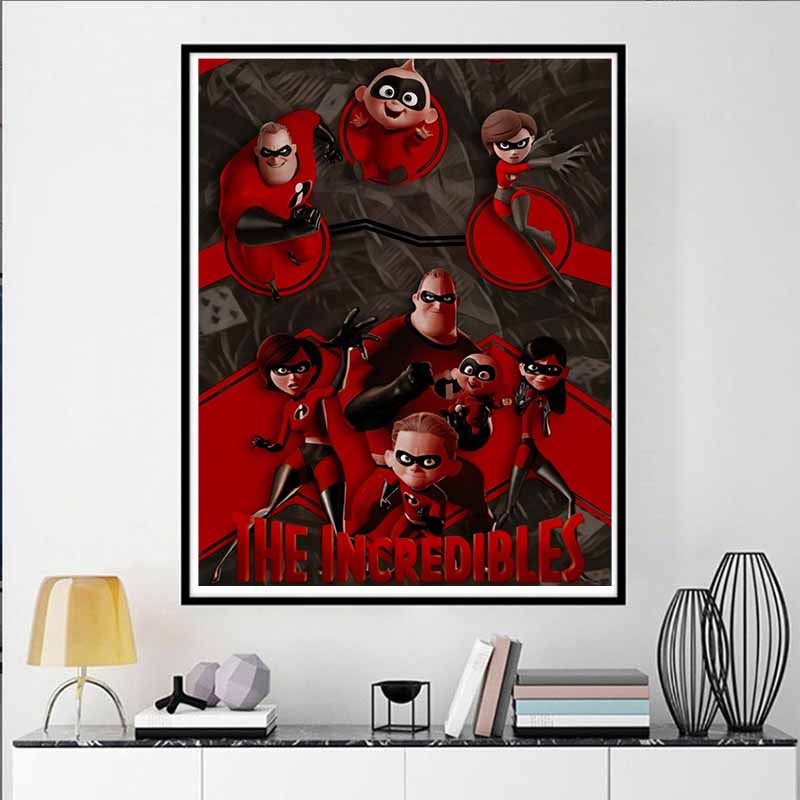 Disney Diamond Painting The Incredibles Family Group Poster Cute Cartoon Cross Stitch Set Creative Sewing Mosaic 5D DIY Home Decor