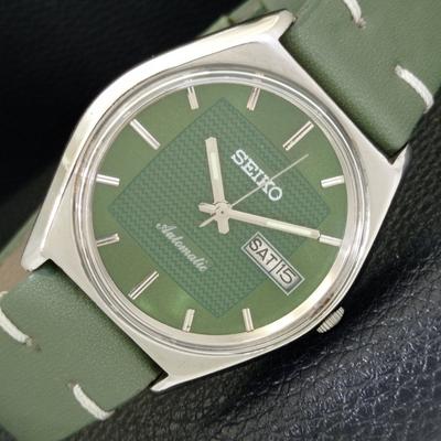 AUTOMATICKÉ VINTAGE SEIKO JAPAN PÁNSKÉ HODINKY BARVA CIFERNÍKU ZELENÁ a701559-5