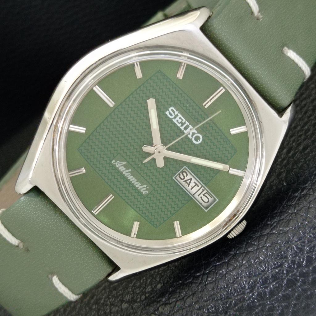 AUTOMATIC 6309A VINTAGE SEIKO JAPAN MENS GREEN COLOR DIAL WATCH A701559-5 R206b-a701559