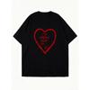 Oversized T Shirt Dress Black Heart Print To Grow Old In V Casual Wear