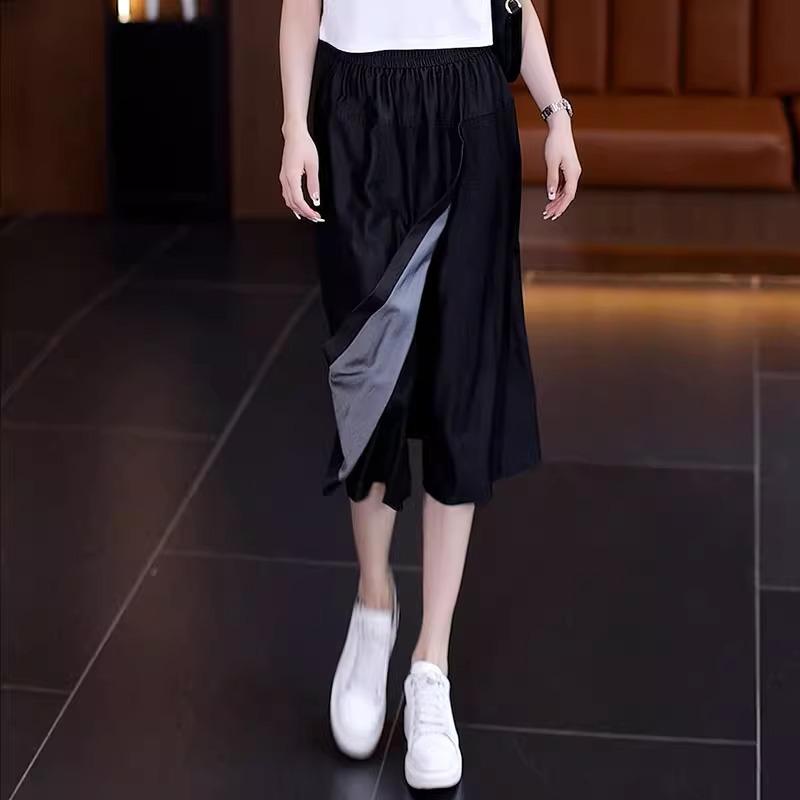 Women's High Waist Tencel Wide Leg Culottes – Slimming, Versatile, and Drapey Eight-Point Flared Summer Pants Skirt.