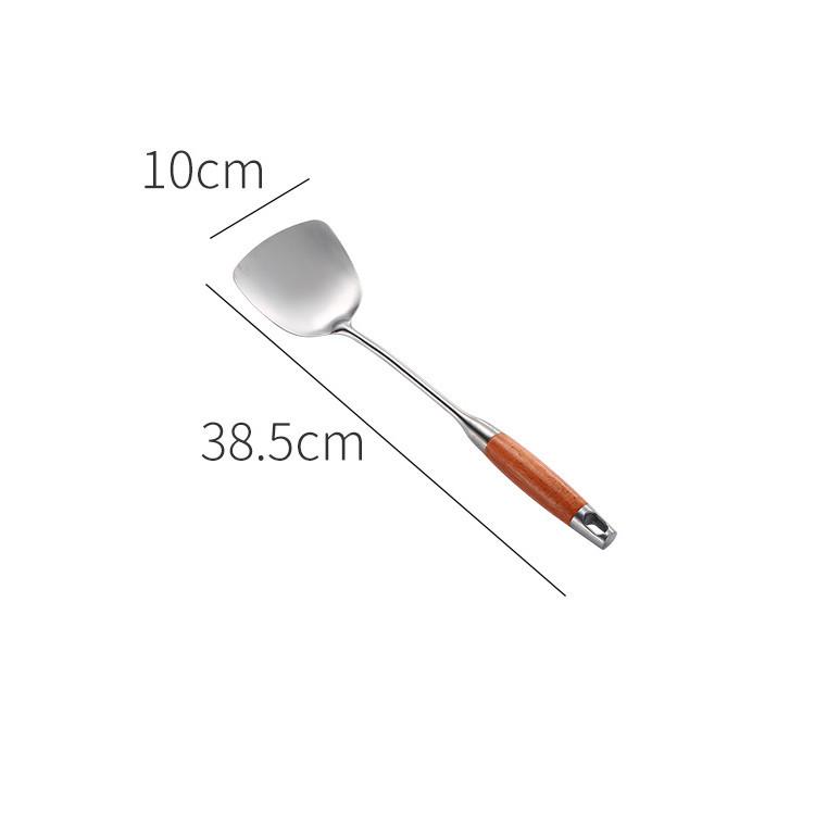 Solid Rosewood & 304 Stainless Steel Kitchen Utensil Set: Soup Ladle, Skimmer, Slotted Spoon, Frying Spatula, Strainer.
