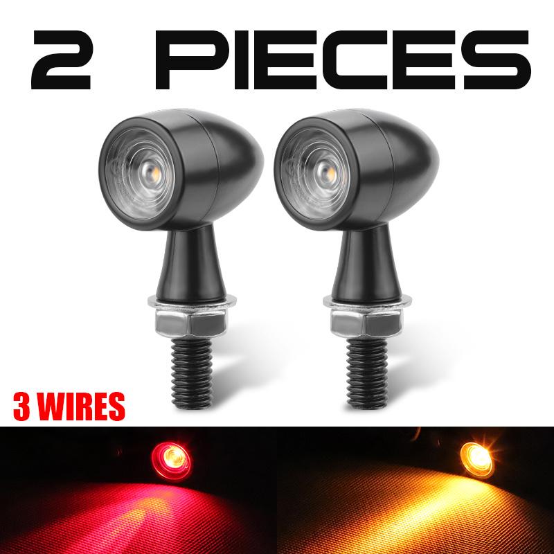 4 Wires E24 Motorcycle LED Turn Signals Light DRL Mini 8mm Retro Indicator Stop Lamp Flasher Blinker For Honda Suzuki Kawasaki