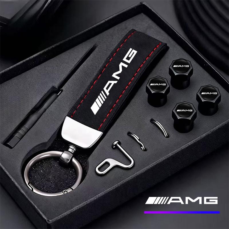 Car Tire Valve Caps Cover/Car Keychain Badge Key Ring For Mercedes Benz AMG W203 W205 W206 W211 W220 W212 W201 W210 W108 GLK GLC