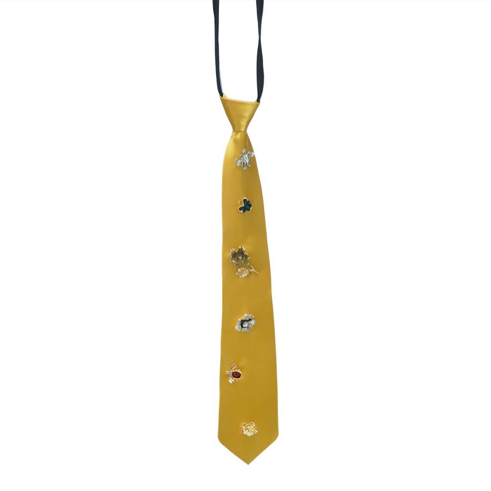 

Temperament Korean Flower Tie Black Insect Rhinestone Necktie Harajuku Style Alloy Decoration Shirt Tie Women жёлтый