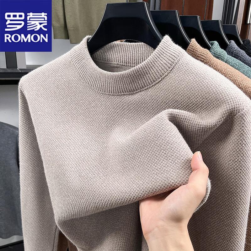 ROMON Men's Thickened Mock Neck Long Sleeve Sweater