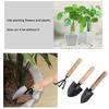 3Pcs Shovel Rake Spade Set Mini Garden Tools Multifunction Bonsai Tools Set Wooden Handle Garden Tool Sets for Indoor Gardening