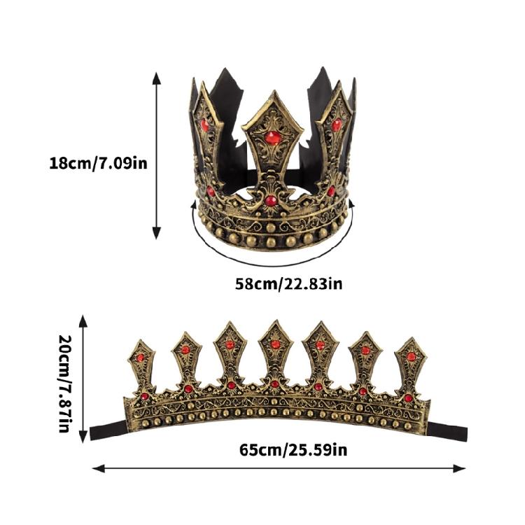 King Crown Headwear for Weddings and Masquerades Adjustable Cownpiece Antique Tiaras for Stage Performances