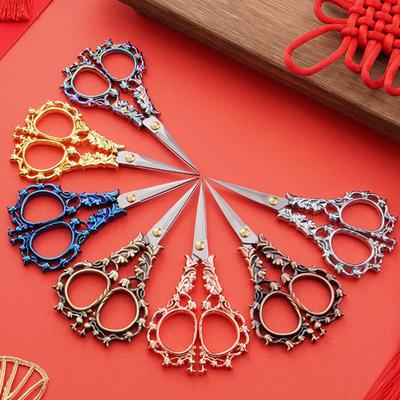 Vintage Carved Flower Scissors Heavy Duty Stainless Steel Sharp Blade Multipurpose