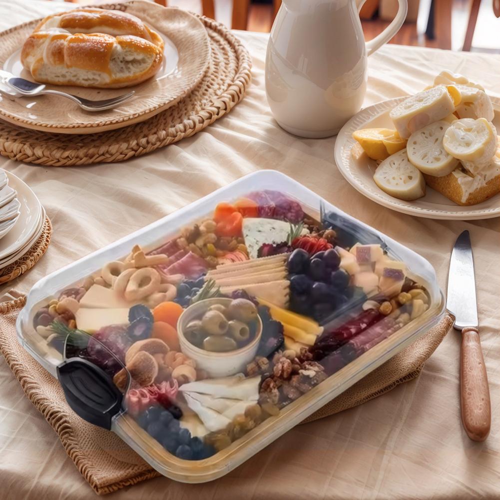 Wooden Bamboo Cheese Board with Lid Cheese Platter Biscuit Snacks Platter Tray for Gourmets Birthday Presents Housewarming Gifts