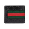 Gucci Vintage Logo Stripe Web Short Fold Leather Wallet Men Wallet Black Red Green 408827-CWCLN-1060