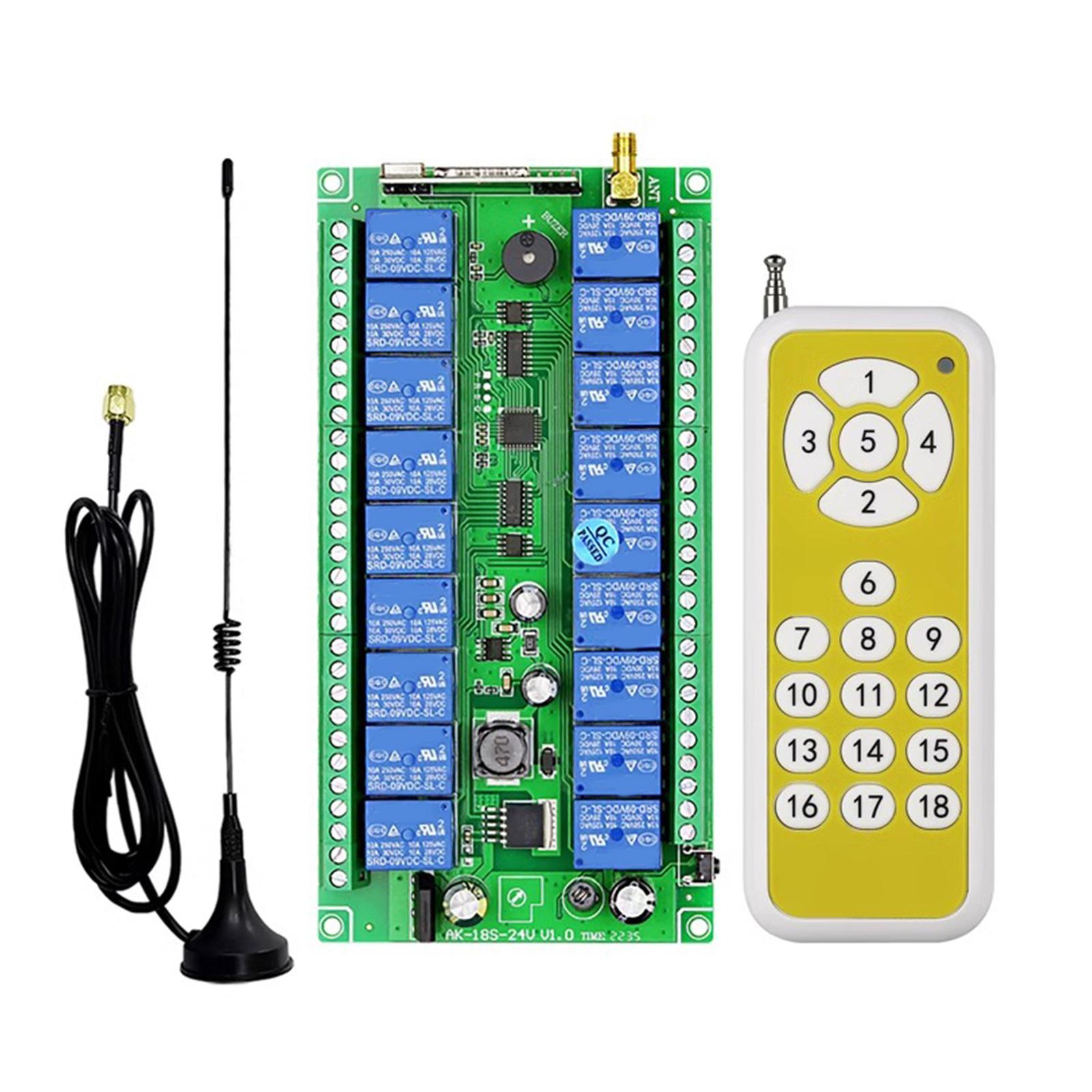 

12V-48V 18CH 433Mhz 315mhz Wireless Remote Control Switches Receiver Transmitters for Security Door LED Light B-1
