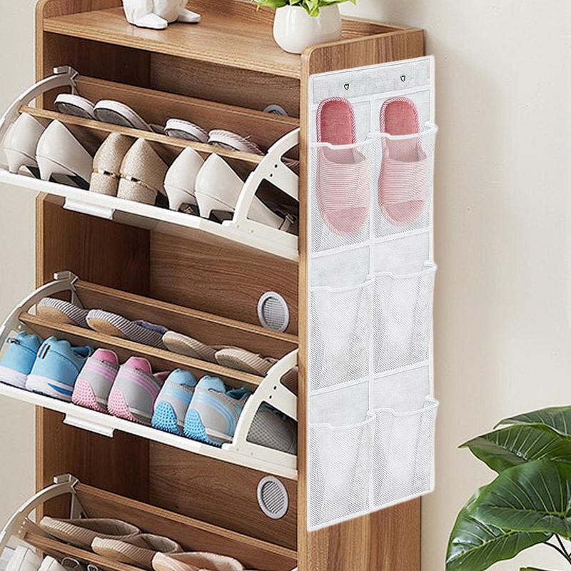 Wall-Mounted Storage Bag 6 Compartments Mesh Closet Shoe Holder Door Hangable Storage Basket Closet Hangable Storage Pockets