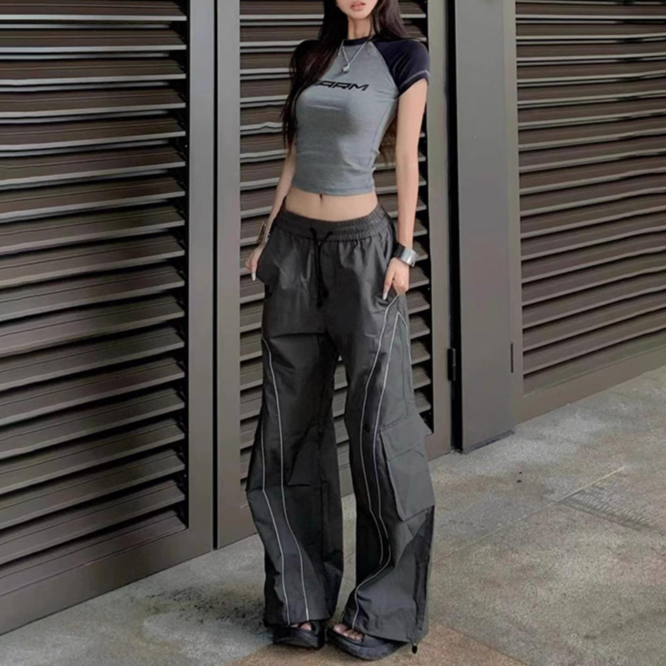 

Мужские ретро спортивные брюки клеш с цветными блоками и полосками XL серый