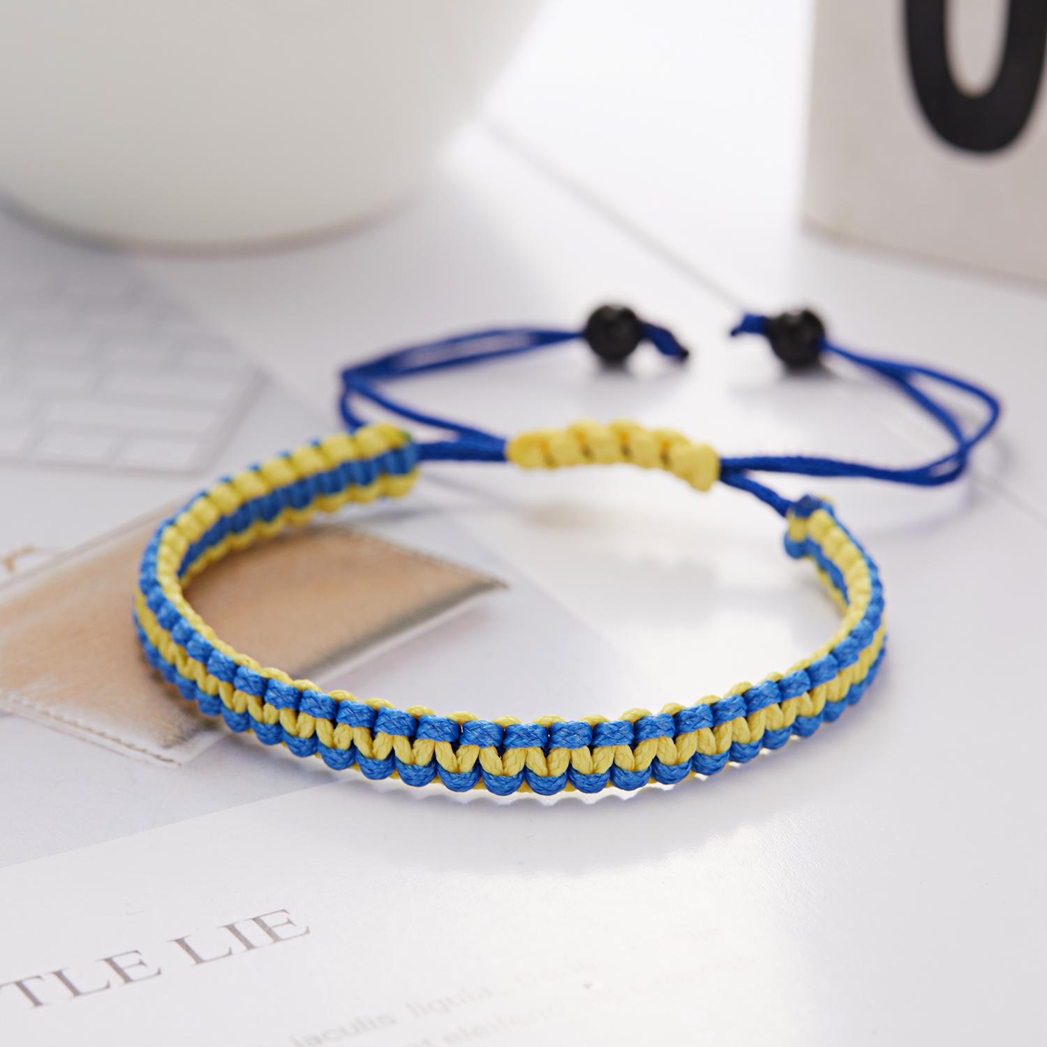 

Handwoven String Rope Yellow Blue Ukraine Bracelets for Women Men Titanium Steel Ukrainian National Emblem Bracelet Jewelry Gift