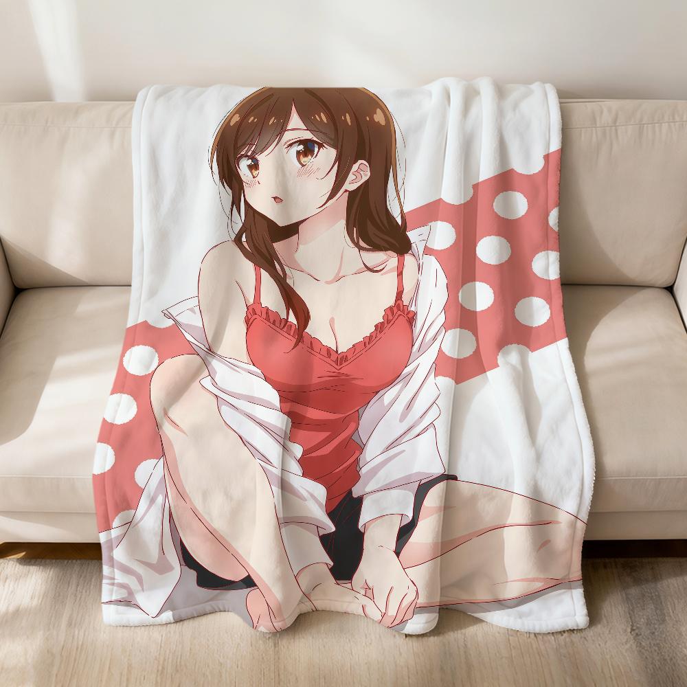 Anime Fanart Girl M-Mizuhara Chizuru Flannel Soft Warm Plush Blanket Sofa Living Room Pet Hogar Bedroom Gift Home Car Portable