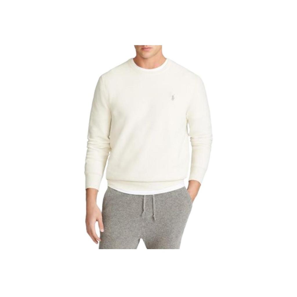 Polo Ralph Lauren SS25 Pony Embroidered Cotton Crew Neck Long Sleeve Knit Sweater Men Sweater Beige 710907256-005
