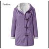 Winter Women's Coat Medium Long Hooded Casual Button Cardigan Warm Solid Color Simple Original Style