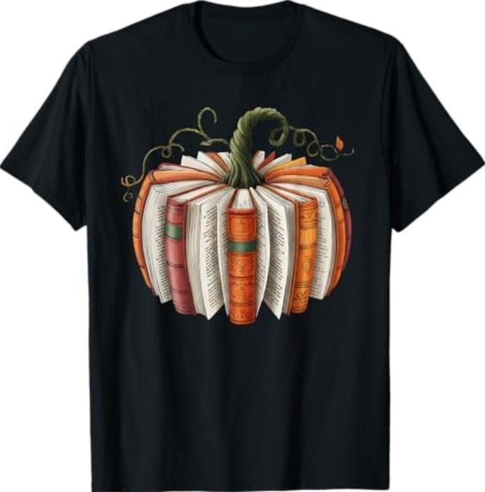 Vintage Book Pumpkin Autumn Fall Librarians Bookworm Teacher T-Shirt Unisex T-Shirt XL