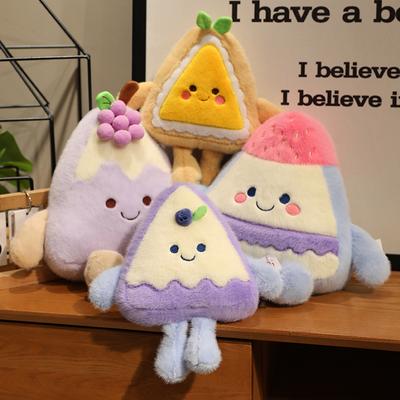 25-60CM Kawaii Cartoon Simulation Anime Fruit Cake Stuffed Plush Toy Children's Strawberry Blueberry Cake Handmade Doll