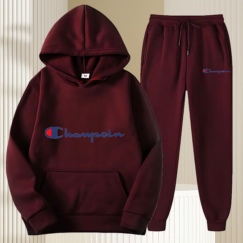 Set Pullover con Cappuccio in Pile Tinta Unita - Tendenza Felpa Casual da Uomo