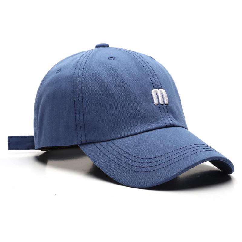 Hat M letter embroidered cap men's versatile curved brim cotton soft top sun hat fashionable simple women's baseball cap