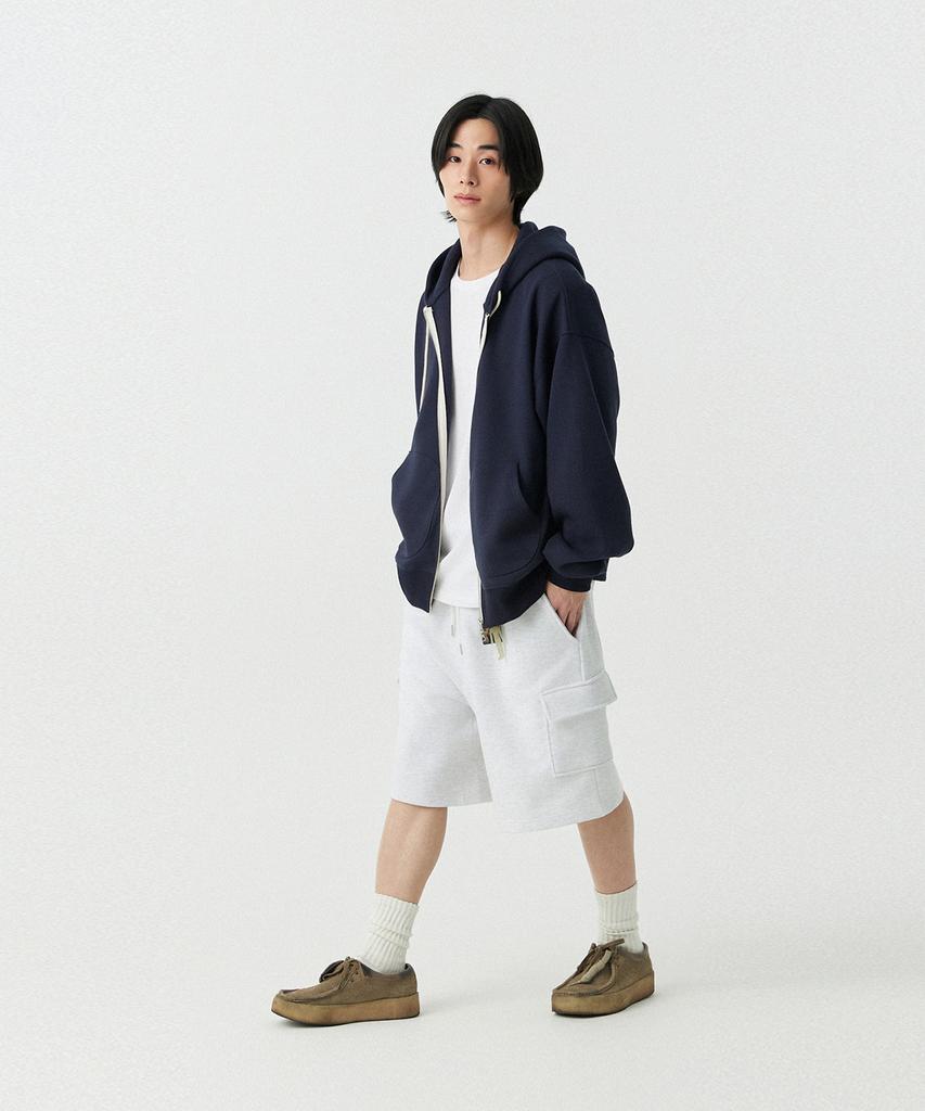 STENDS [M~4Xl] Belt Loop Cargo Sweat Shorts_White Melange