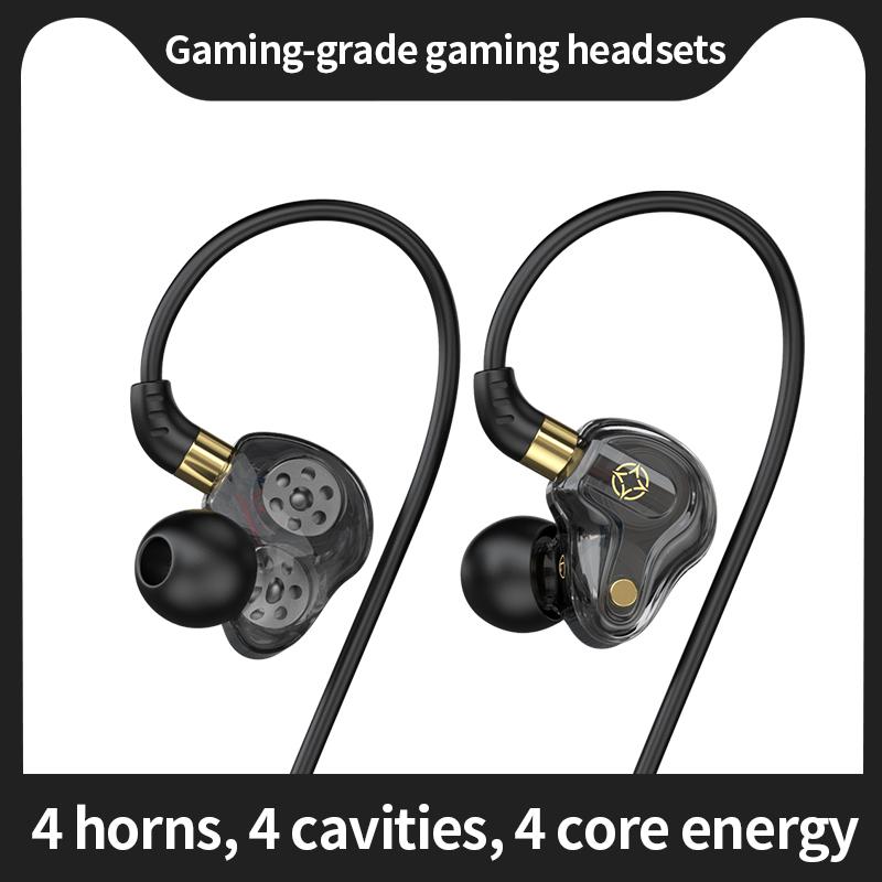 3.5mm Wired Earphones 8mm Dual Dynamic Coil HiFi Bass Stereo Earbuds Sports Gaming In-Ear Headset Headphones with Microphone