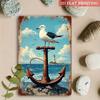 Vintage Nautical Metal Wall Art Set Pcs Anchor Seagull Lighthouse Aluminum Decor for Home Office Cabin