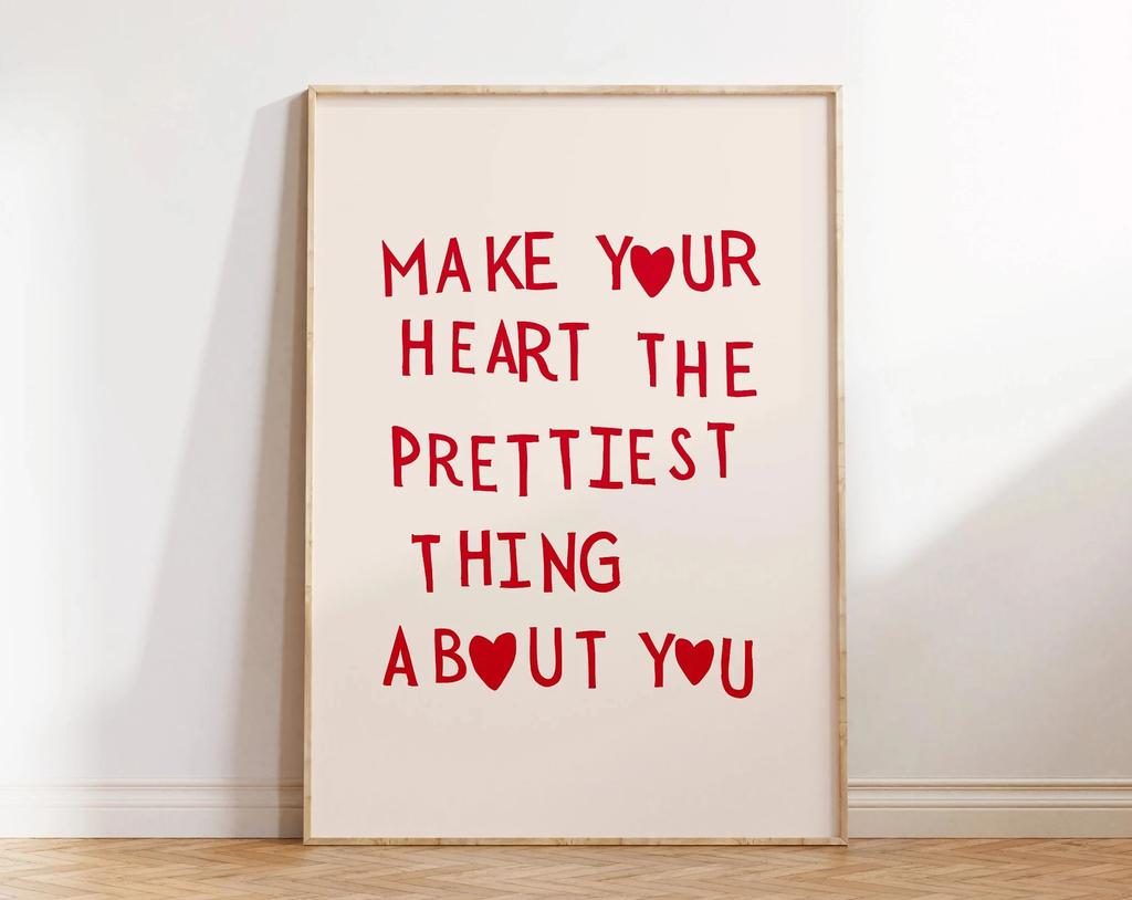 Minimalist Heart Poster  Funny Aesthetic Typography Quote Print Canvas Painting for Girly Home Decor  Trendy Wall Art