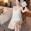 Ice silk pajamas women's summer new jacquard small sexy suspender nightdress with chest pad student sweet loungewear