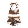 Women's Colorblock Conservative Halter Tie Bikini - Two-Piece Swimwear, Popular Design