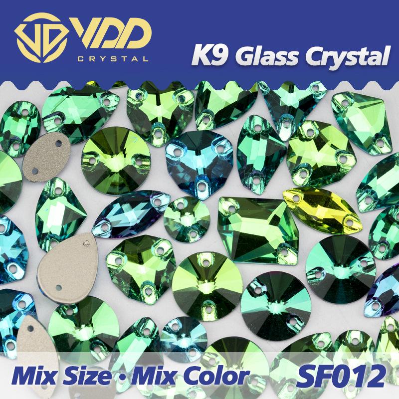 VDD K9 Glas Kristall Strasssteine: Gemischte Formen & Größen, Handgenäht, Hochwertige DIY-Kleidungsdekorationen, Knöpfe mit flacher Rückseite.