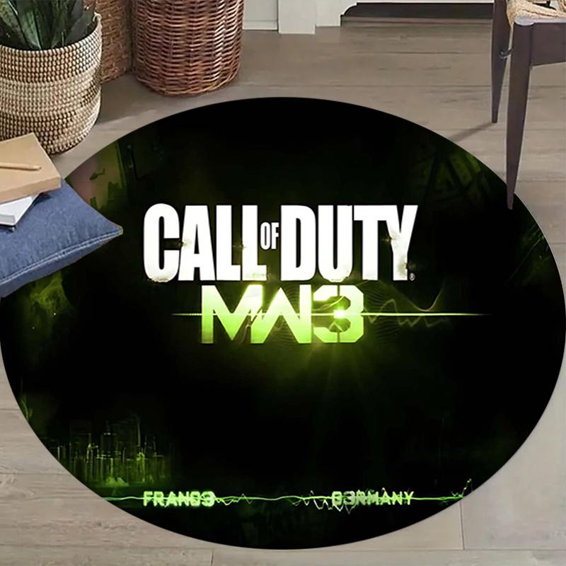 1Pc Call Duty Mw3 Flannel Round Rug Soft Non Slip Circular Office Carpet Floor Mat Bedroom Living Room Xmas Gift Q1315