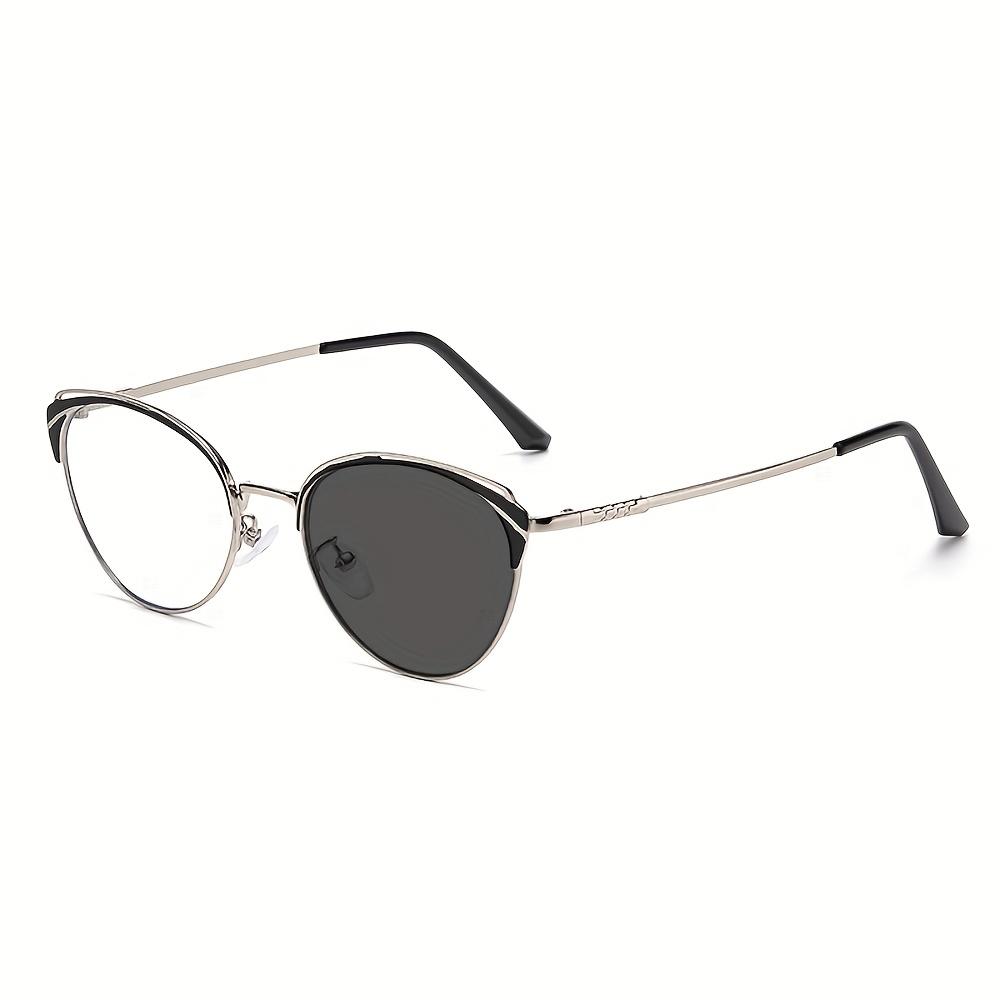 1pcs New high-end retro metal cat eye holder for men and women equipped with photochromic day and night dual-use sunglasses