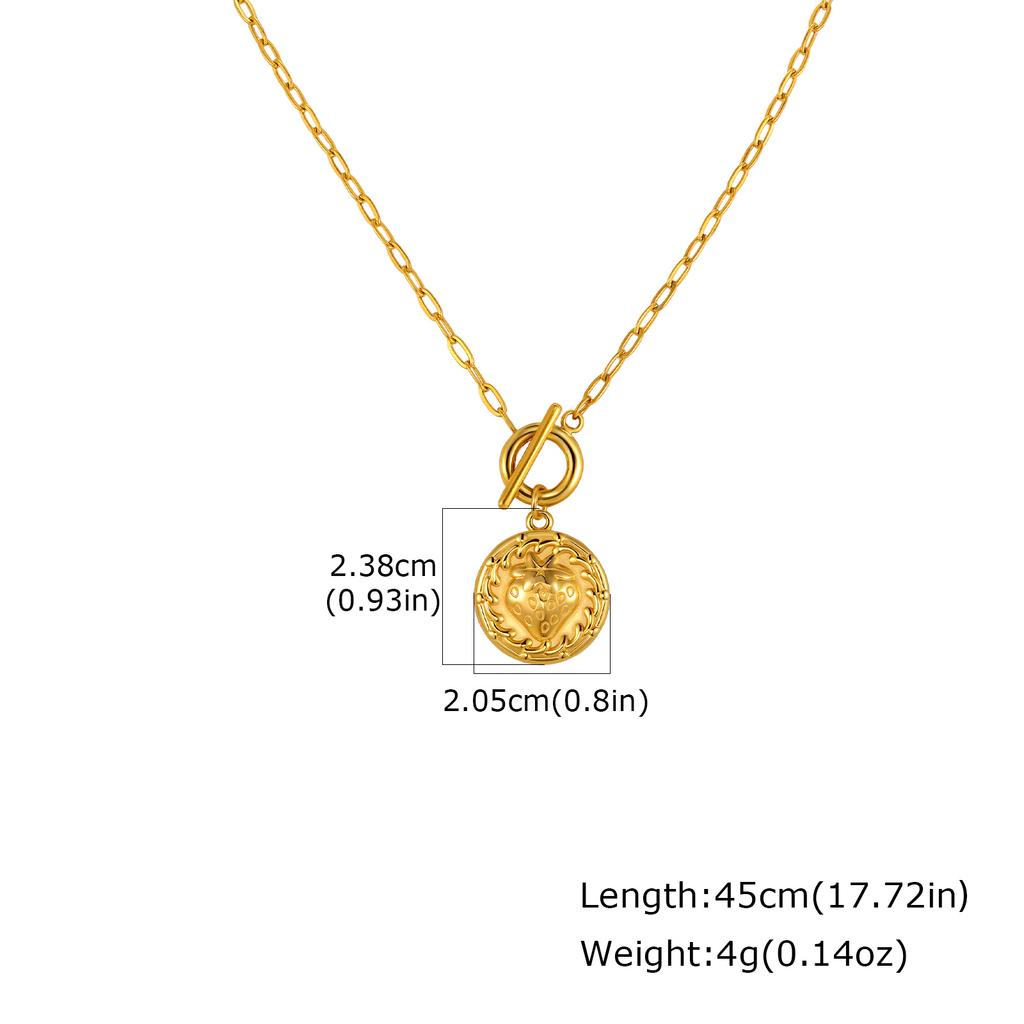 Trendy Chic Shell Conch Strawberry Heart Pendant Stainless Steel OT Buckle Square Chain Necklace for Women Jewelry Gifts