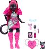 Monster High Catty Noir Doll with Pet Cat Charm and Accessories Including Backpack, Music Book, and Microphone