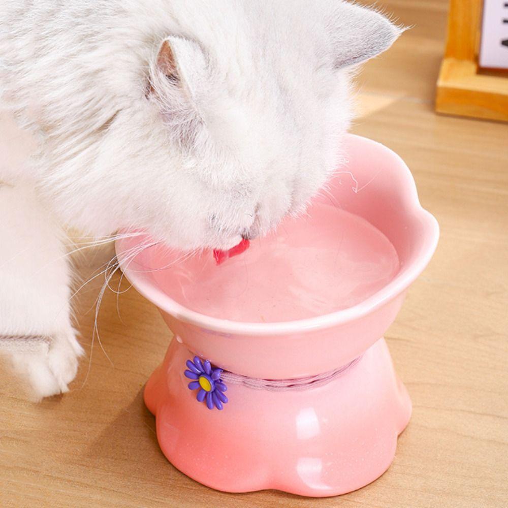 Flower Shape Pet High Foot Bowl Gradient Color Pet Drinking Feeder Multi-use Cat Bowl Kitten Puppy