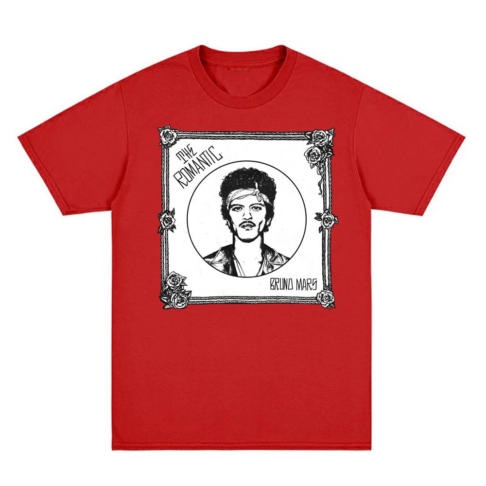 Album Song THE ROMANTIC 2026 New TEES Bruno Mars High Quality Fashion Tee-shirt Fashion 100Cotton Round Neck Clothes Camisetas mans womans Tops XS красный 1390₽