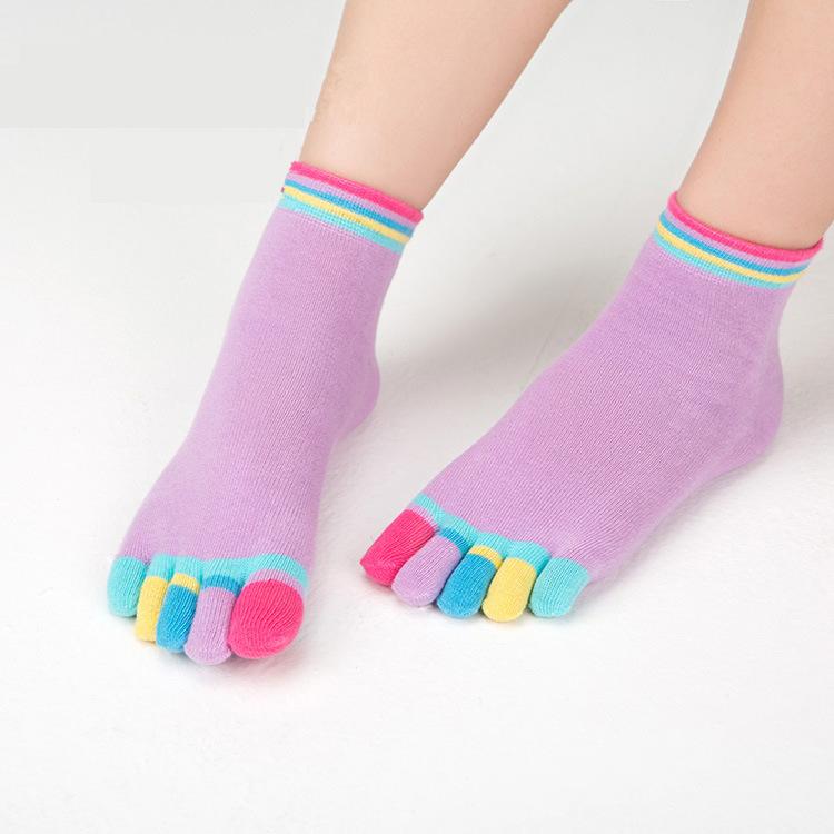 Women Colorful Cotton Five Toe Separator Socks Breathable Heel Grip Sweat Absorbent Wholesale Pack Everyday Comfort Essential