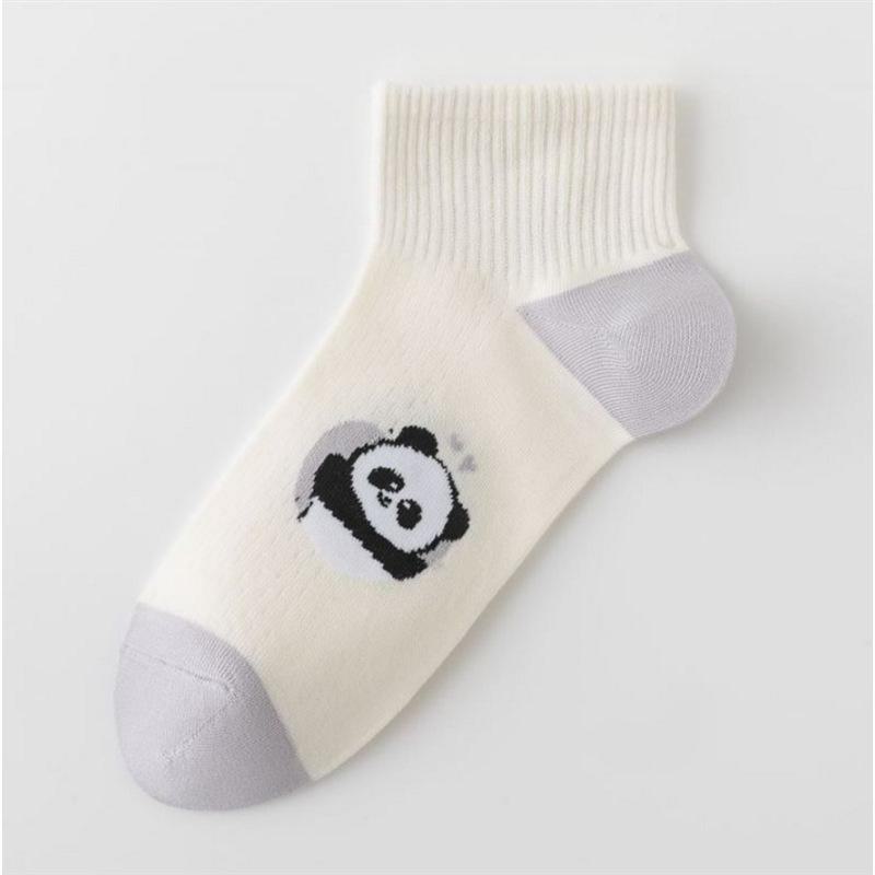 Damen Niedliche Cartoon Panda Low-Top Socken - Frühlings- & Sommeredition, Bequeme Weiße Kurze Socken für Studentinnen